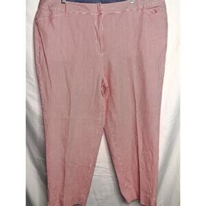 Talbots Womens Size 18w Red White Stripe Searsucker Perfect Crop Capri Pant